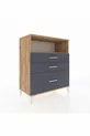 Commode Hyperion à un plateau et 3 tiroirs Pin-Anthracite