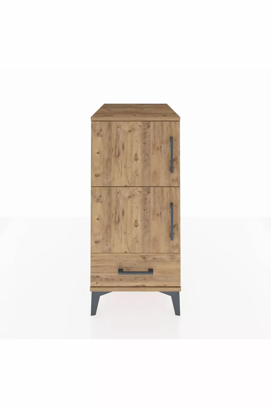 Table de chevet Kronos avec 4 étagères, 1 tiroir et 1 porte, en pin-pins