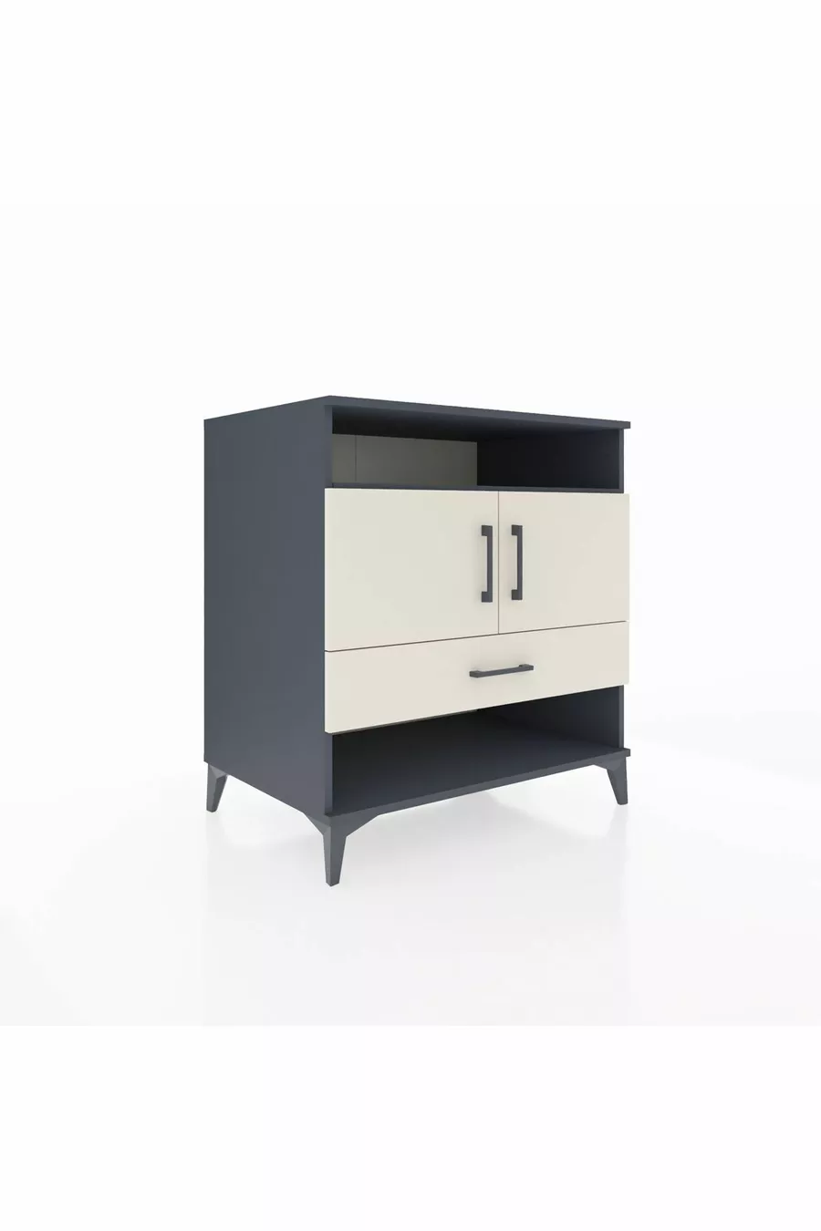 Commode Kronos avec 3 étagères, 1 tiroir et 2 portes, Anthracite-Pierre de lune