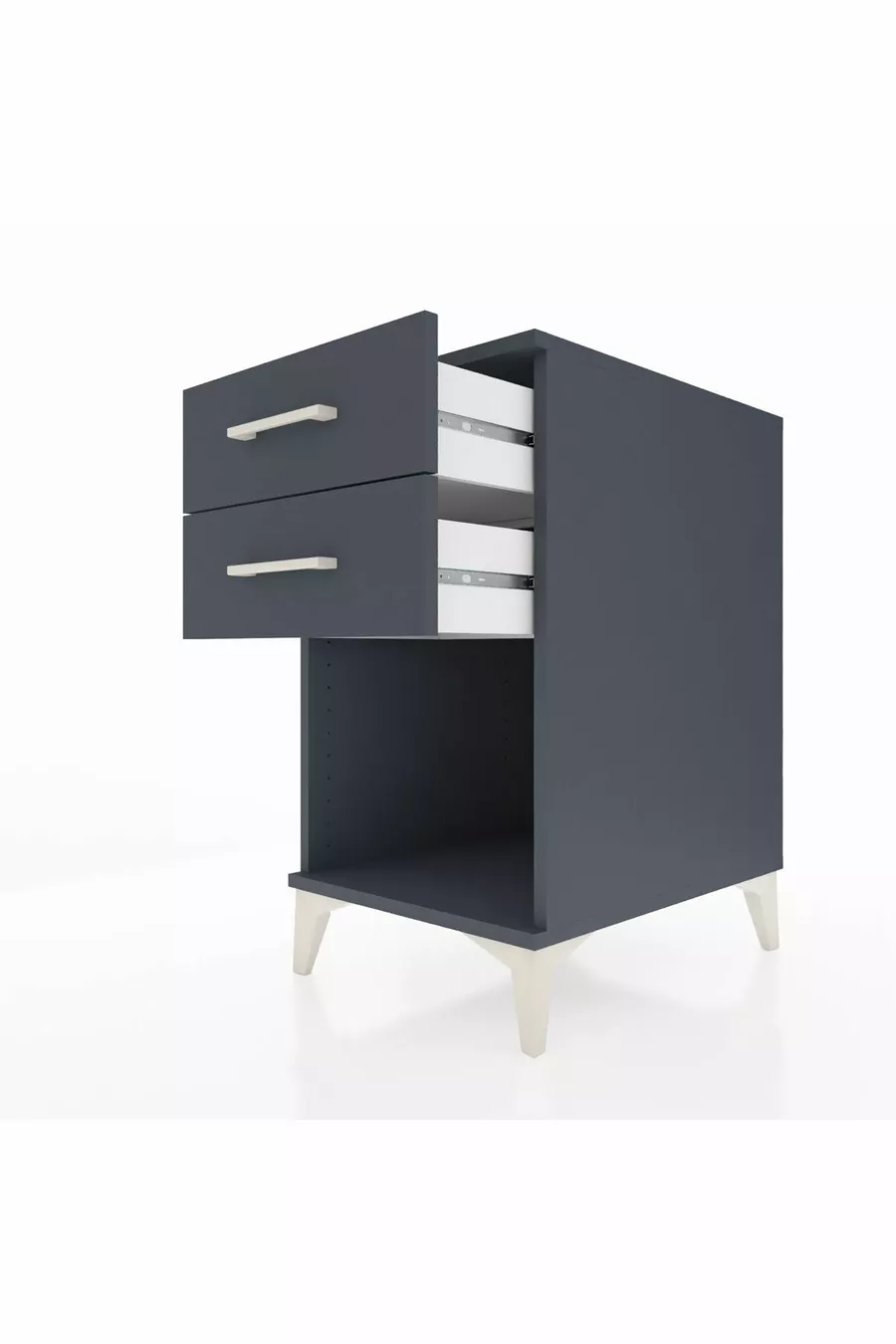 Table de chevet Kronos à 2 tiroirs Anthracite-Anthracite