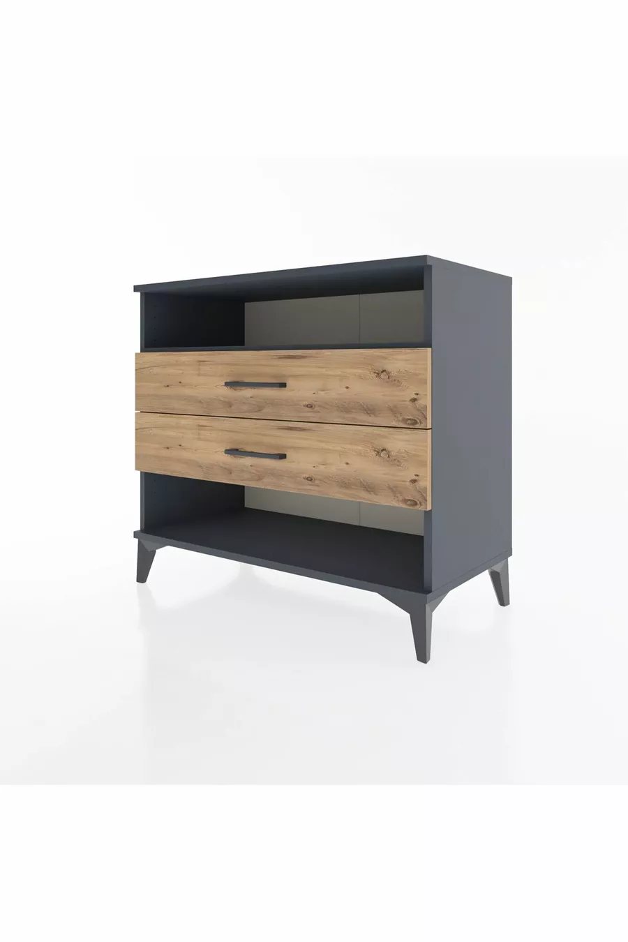 Commode Hyperion à une étagère et 2 tiroirs Anthracite-Pin