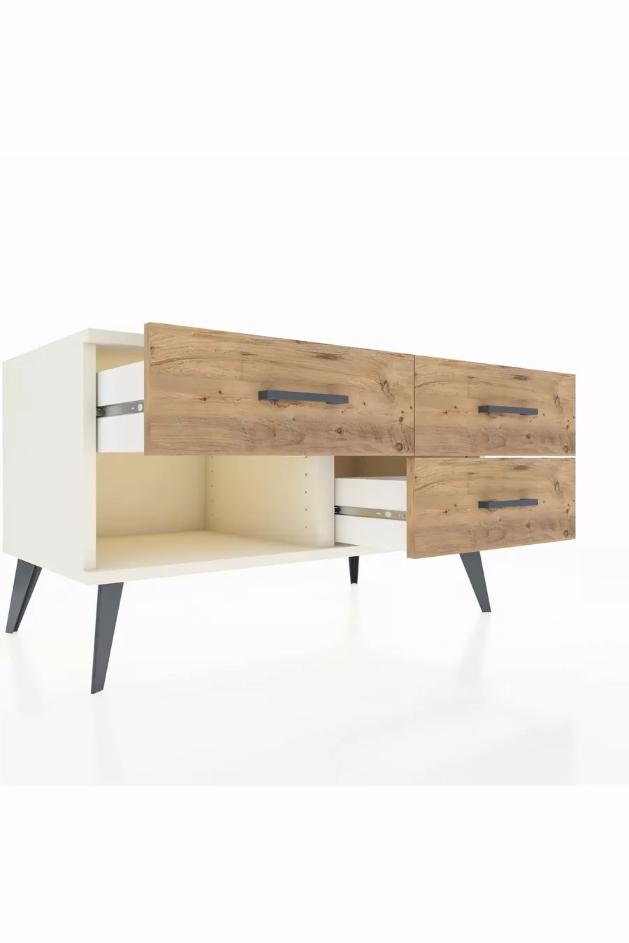 Commode Hyperion 3 tiroirs Pierre de lune/Pin