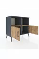 Commode Hyperion 2 étagères 2 portes Anthracite-Pin