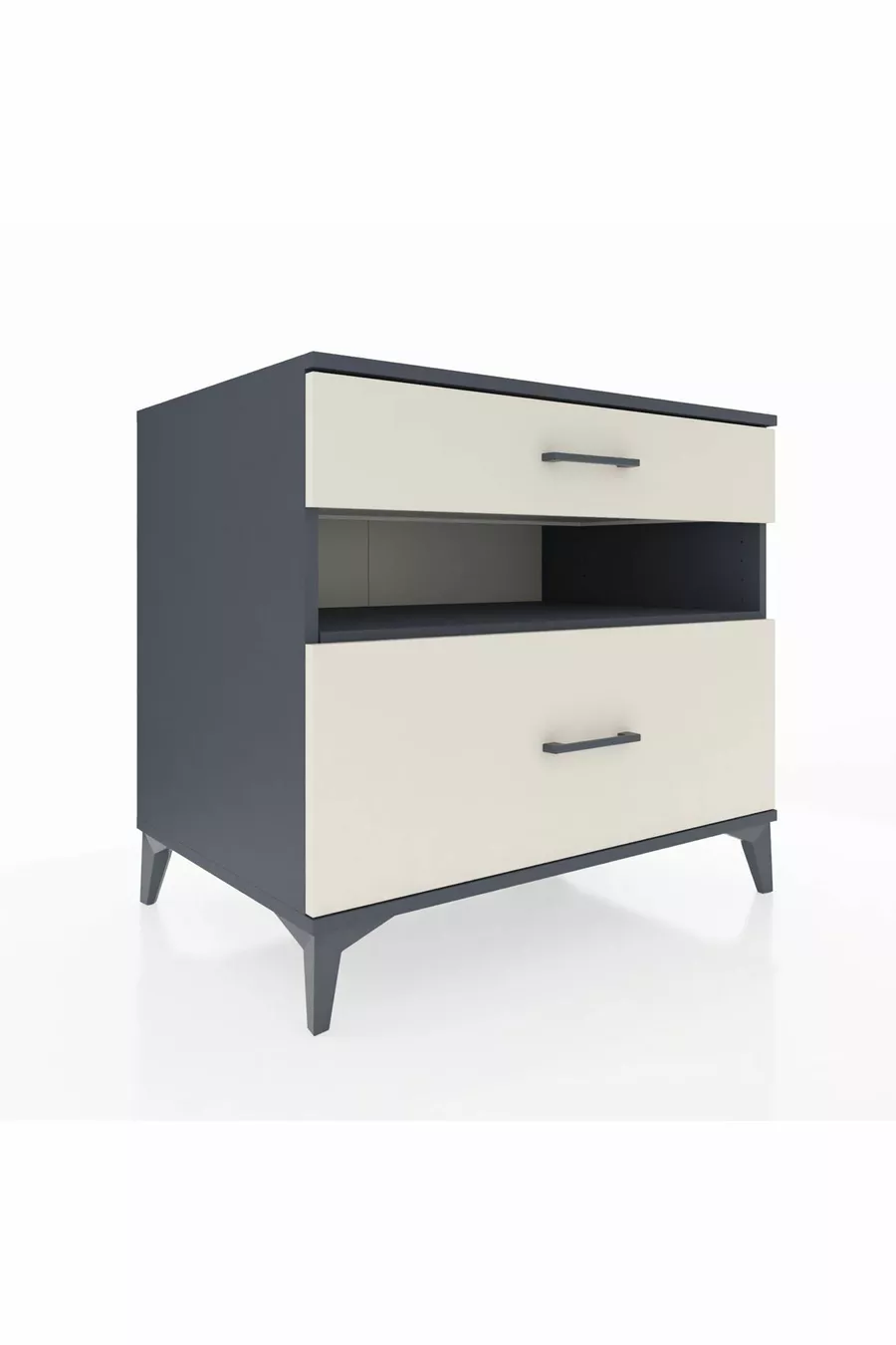 Commode Kronos avec une étagère et 2 tiroirs Anthracite-Pierre de Lune