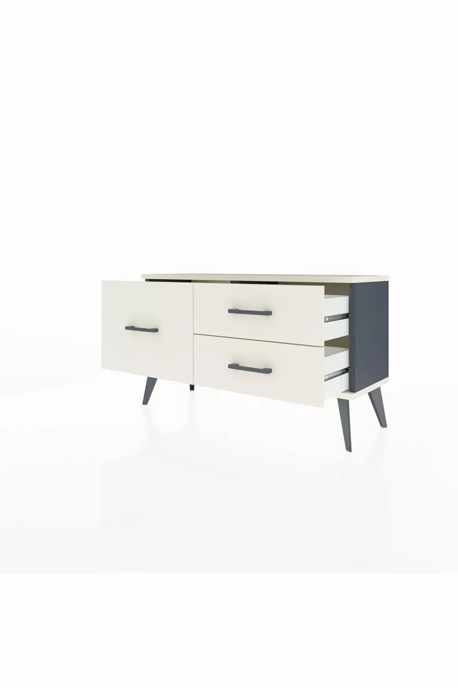 Commode Arges 3 tiroirs Anthracite-Pierres de lune