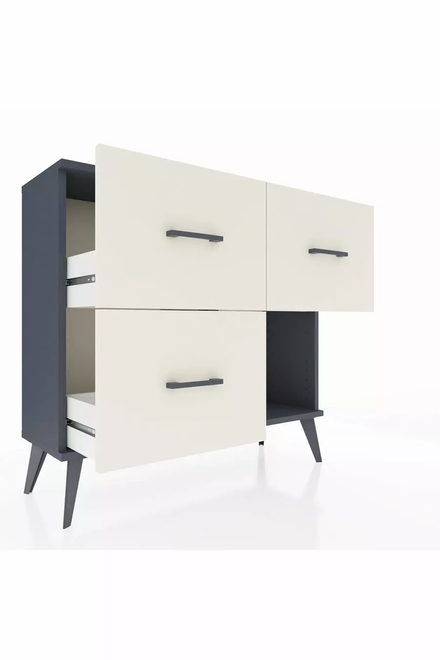 Commode Arges 3 tiroirs Anthracite-Anthracite/Pierre de lune