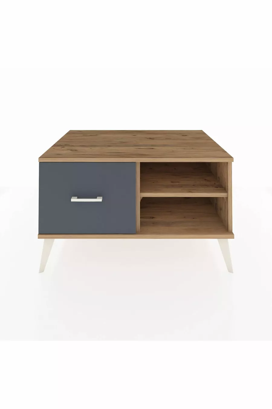 Commode Kronos à une étagère et un tiroir, pin-pin/anthracite