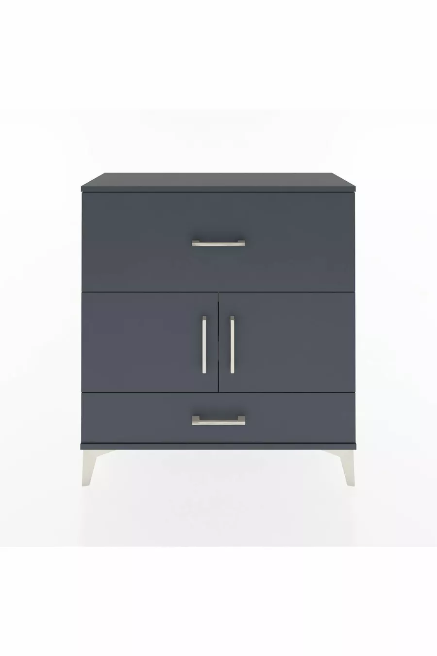 Commode Arges avec 2 étagères, 2 tiroirs et 2 portes, Anthracite-Anthracite