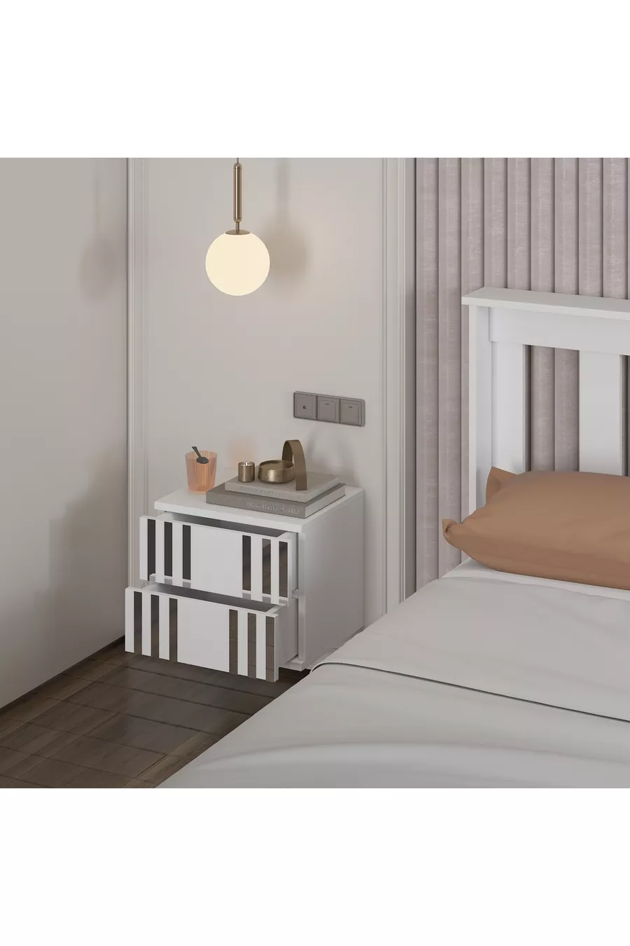 Table de chevet en MDF blanc à monter sur le mur