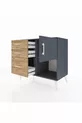 Commode Hyperion avec une seule étagère, 3 tiroirs et une porte, Anthracite-Anthracite/Sapin