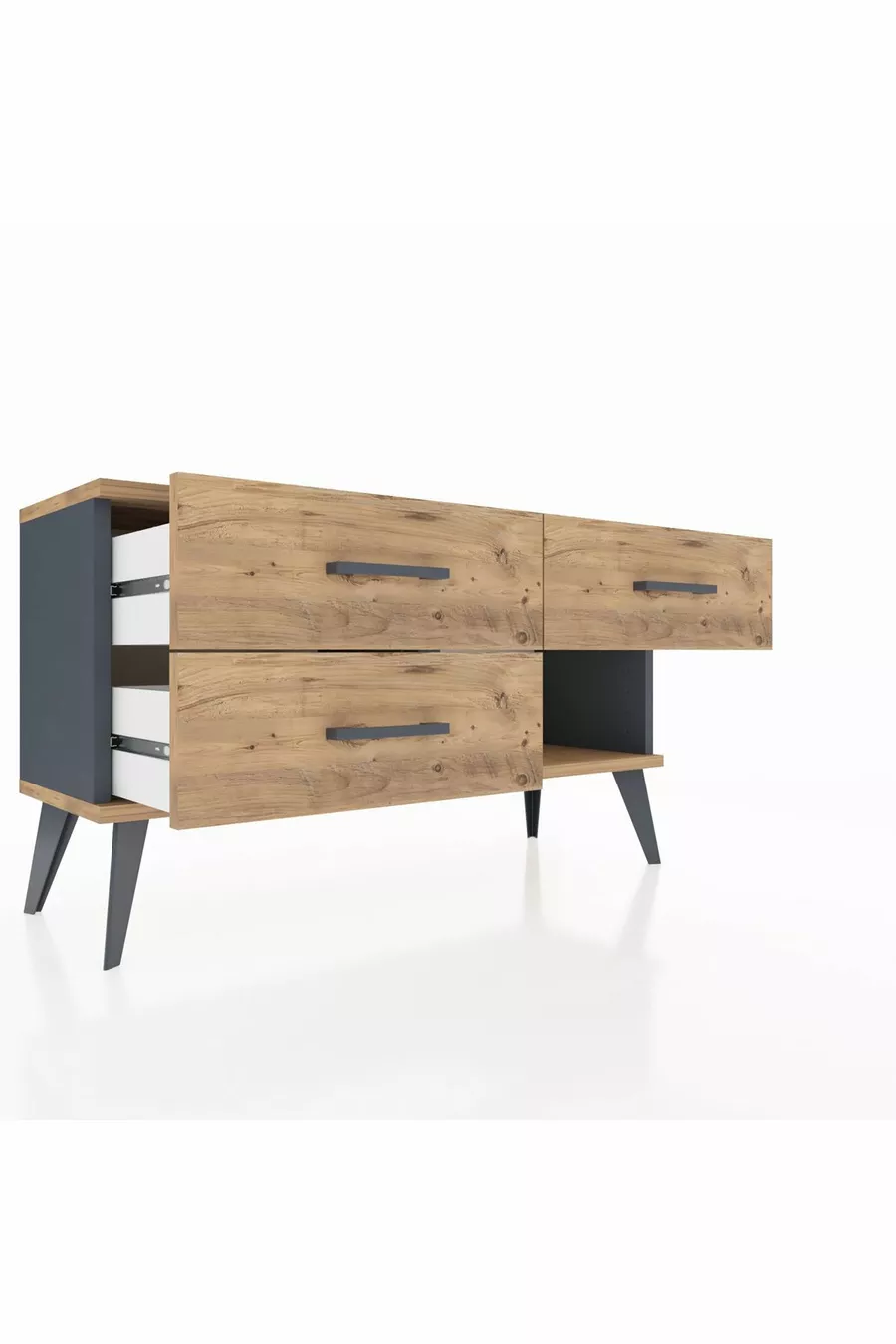 Commode Arges 3 tiroirs Anthracite-Sapin