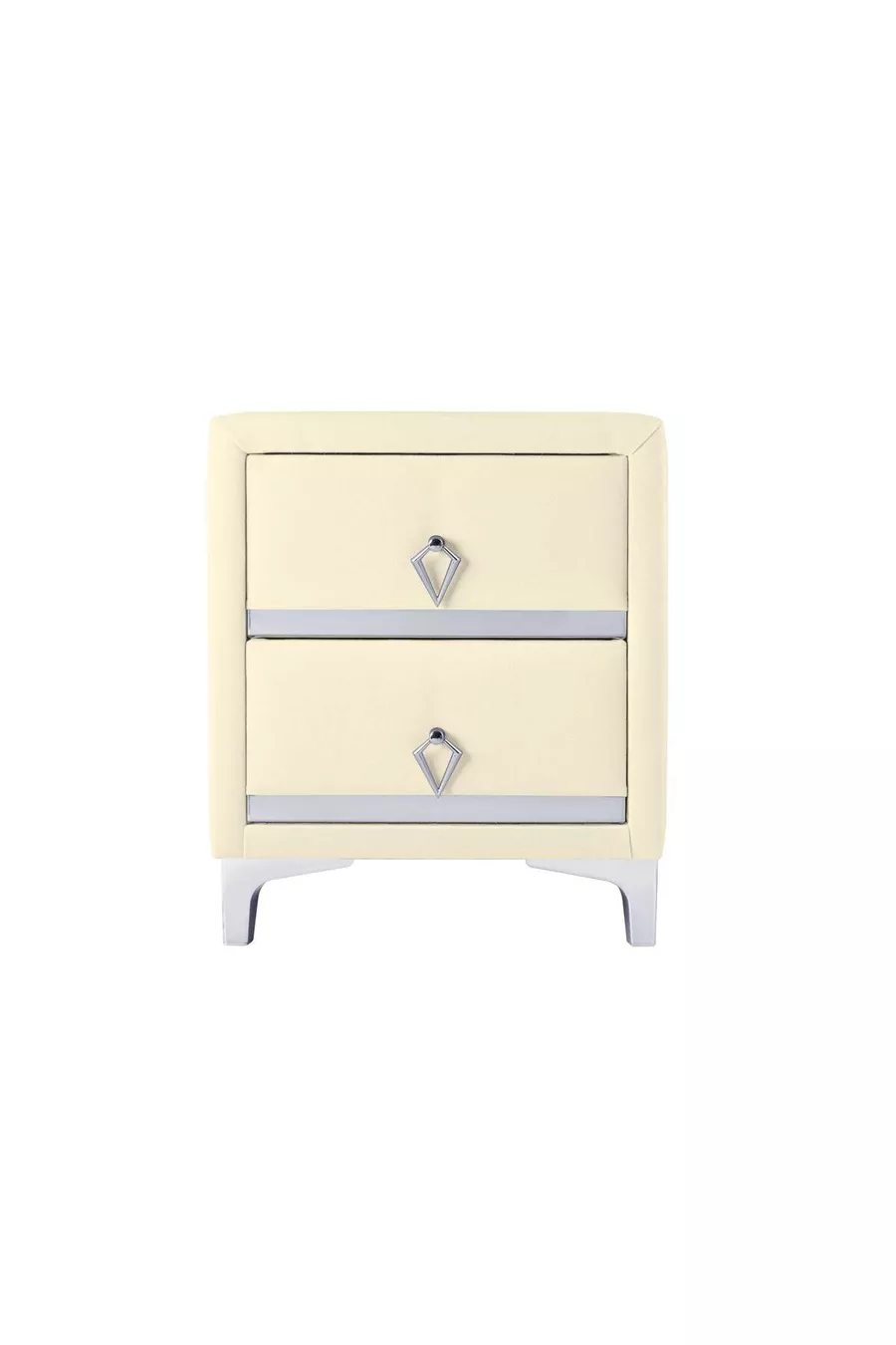 Table de chevet Doppia Linea Silver, à deux tiroirs