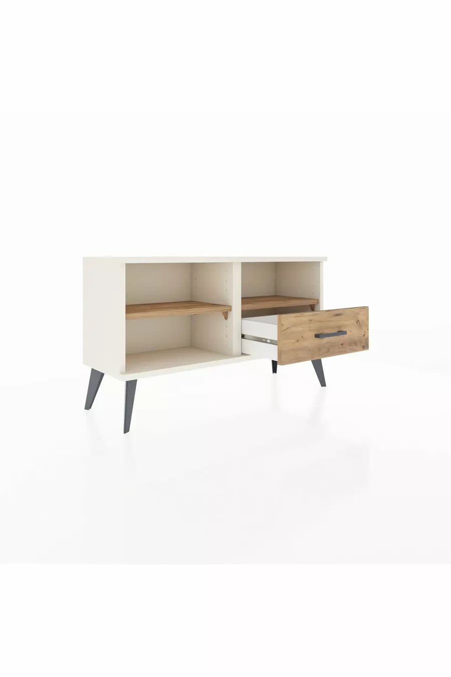 Commode Arges 2 étagères 1 tiroir Pierre de lune-Épicéa