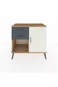 Commode Hyperion avec une seule étagère, 2 tiroirs et une porte, pin-gris/anthracite