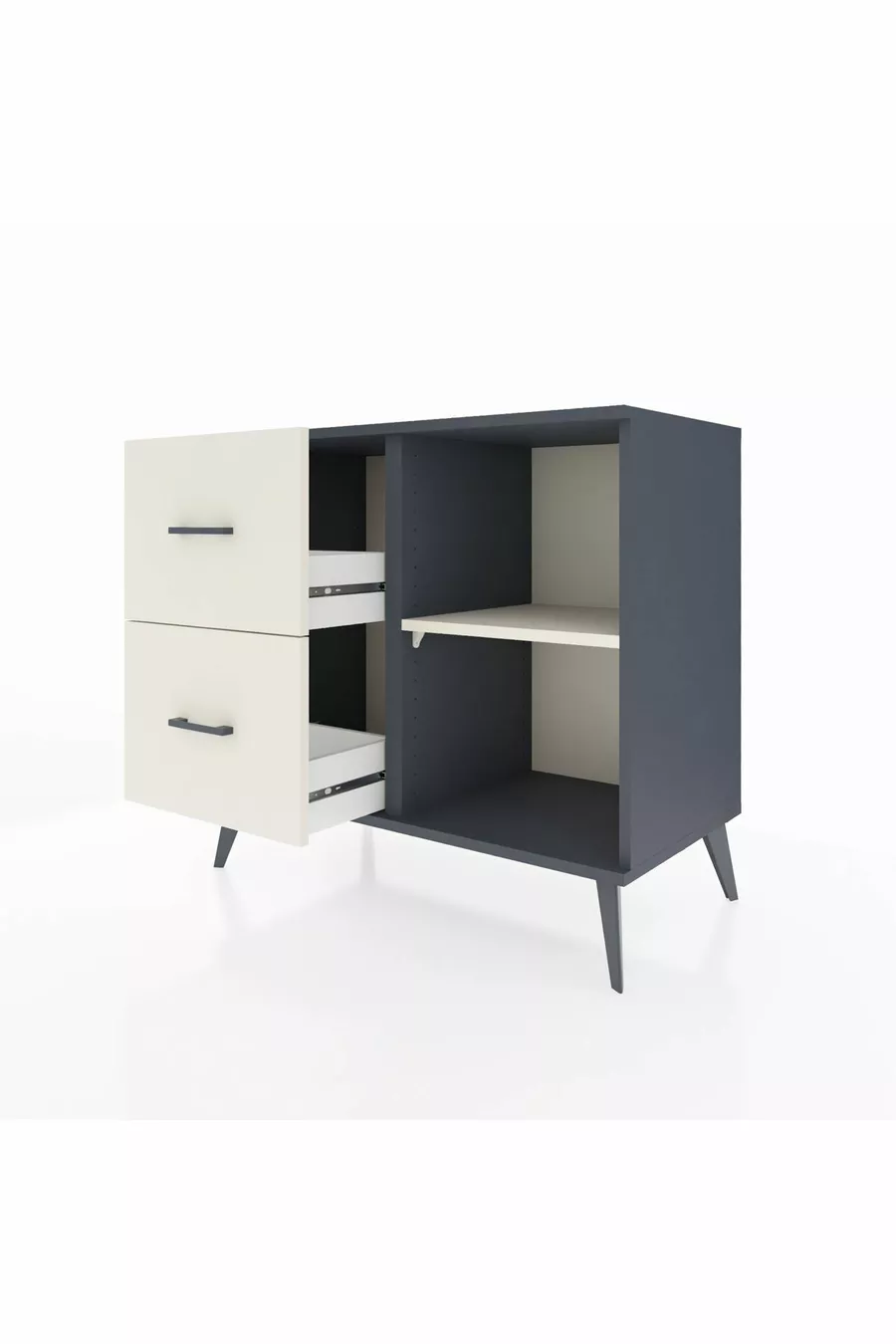 Commode Hyperion à une étagère et 2 tiroirs Anthracite-Pierre de Lune
