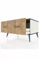 Commode Kronos 2 tiroirs Pierre de Lune-Anthracite/Pin