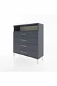 Commode Arges à une étagère et 4 tiroirs Anthracite-Anthracite