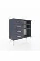 Commode Arges 2 étagères 4 tiroirs Anthracite-Anthracite