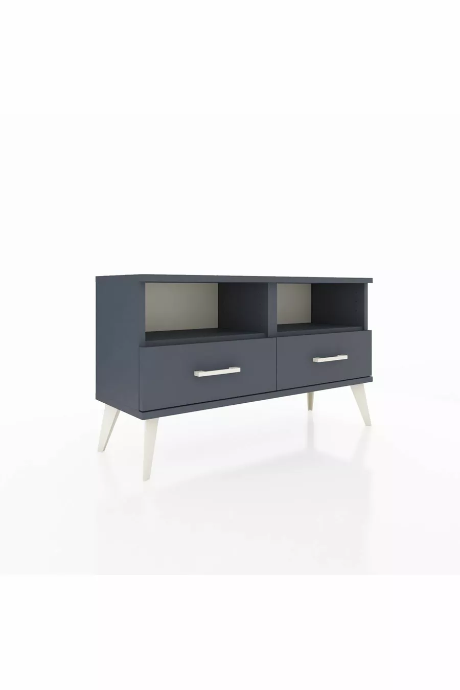 Commode Arges 2 étagères 2 tiroirs Anthracite-Anthracite