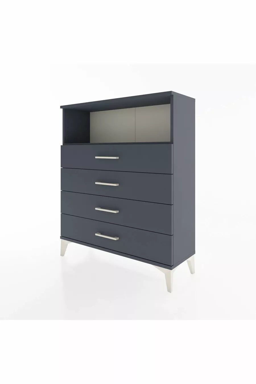 Commode Arges à une étagère et 4 tiroirs Anthracite-Anthracite