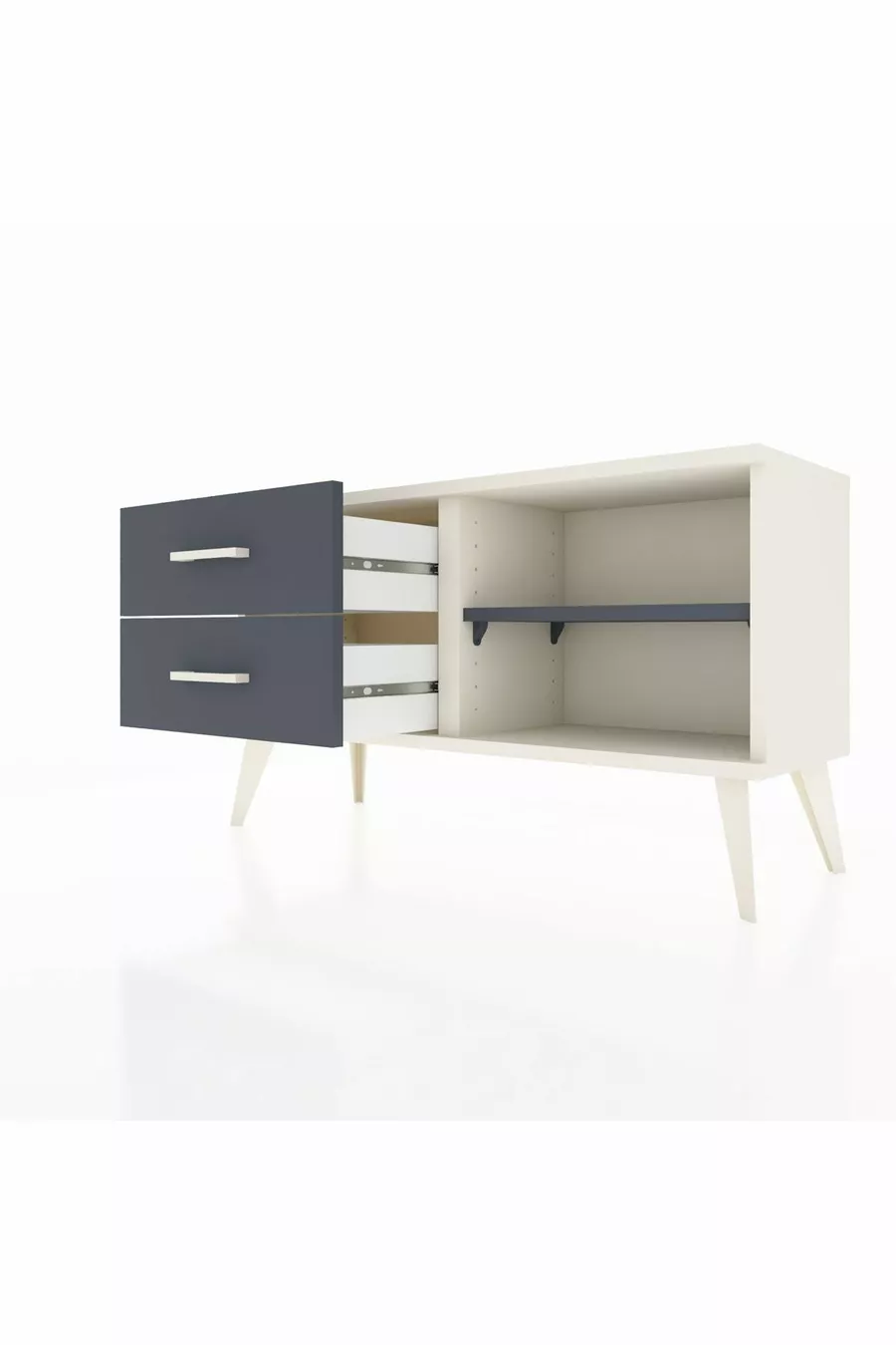 Commode Arges à une étagère et 2 tiroirs en pierre d'onyx - Anthracite
