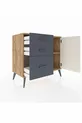Commode Hyperion avec une seule étagère, 3 tiroirs et une porte, pin-gris/anthracite