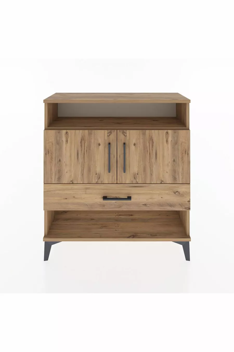 Commode Arges 3 étagères, 1 tiroir, 2 portes, pin-pin