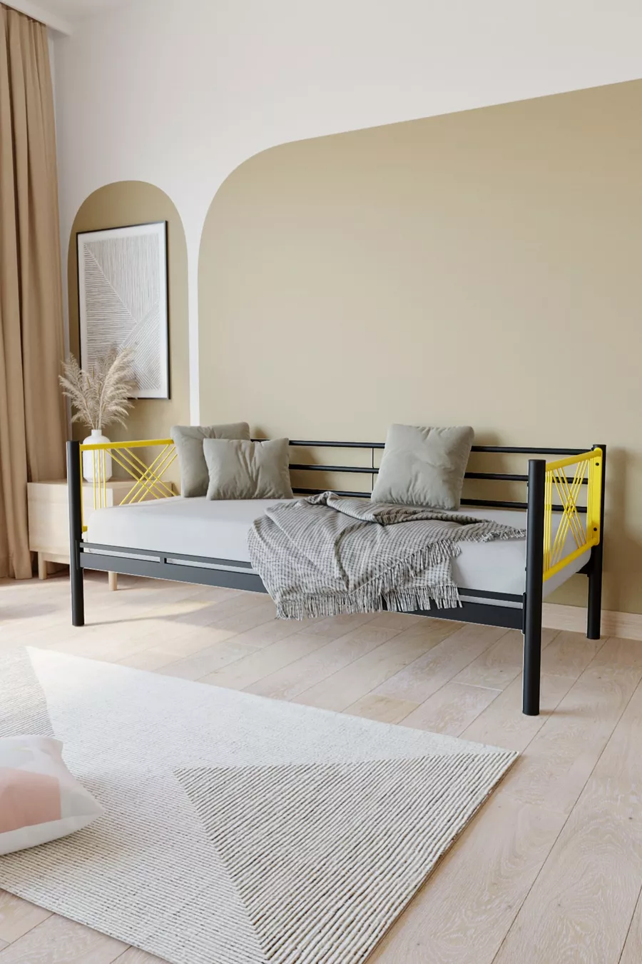 Lits superposés en métal premium Mix Compatible avec matelas Jaune Séparable Lit superposé