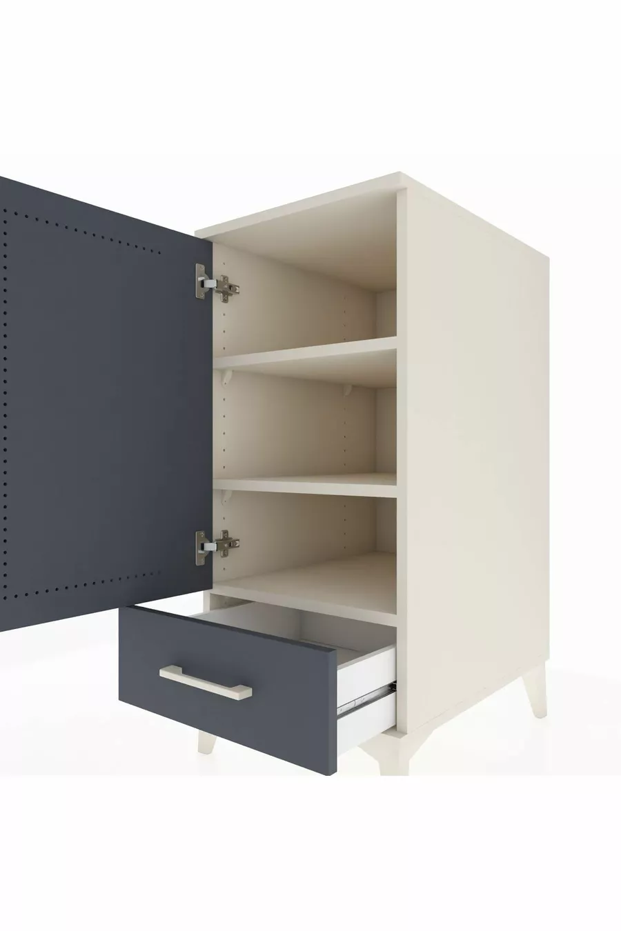 Kronos Chevet 3 Étageres 1 Tiroir 1 Porte Ambre-Anthracite