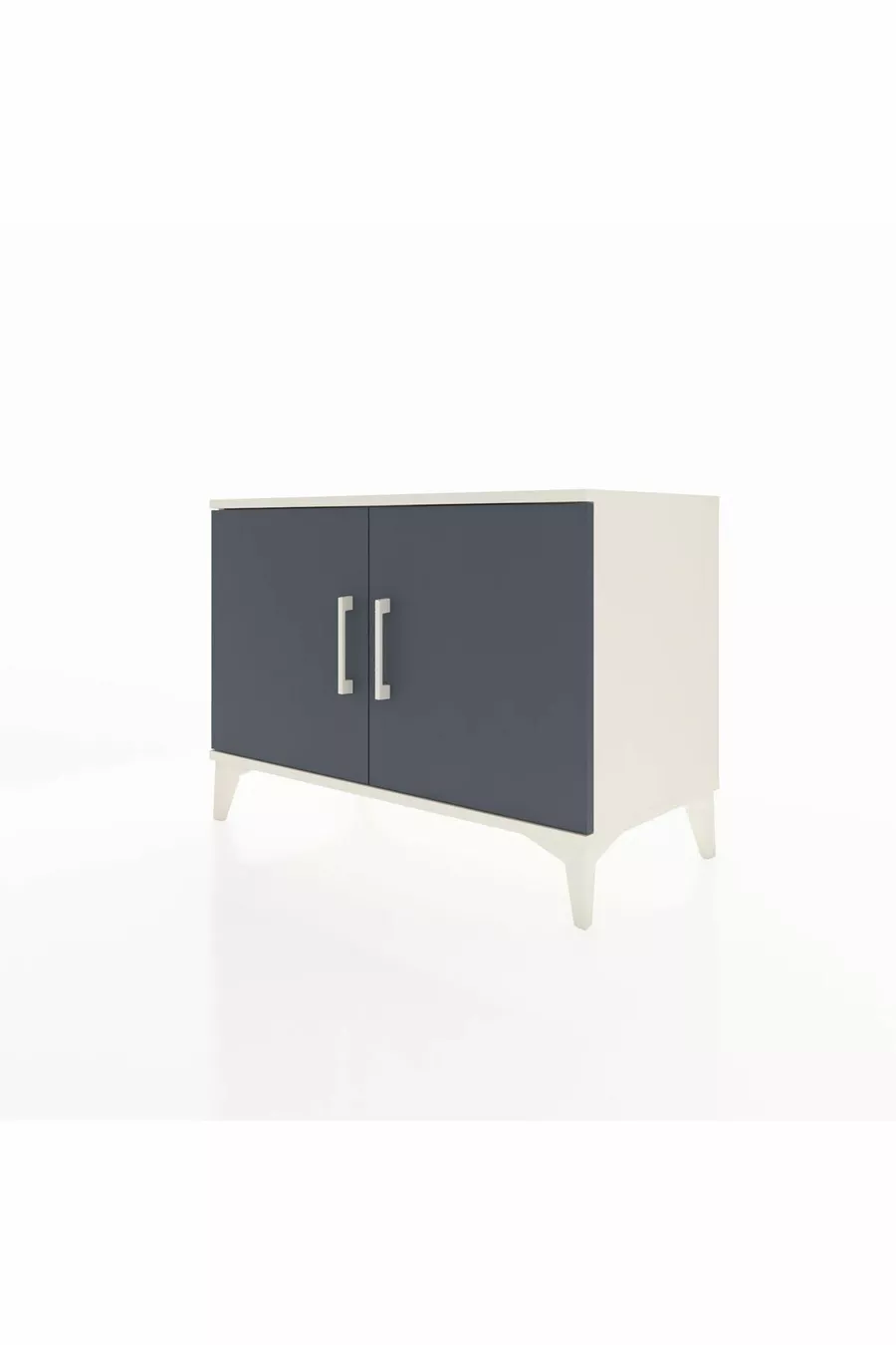 Commode Hyperion 2 étagères 2 portes Pierre de lune-Anthracite