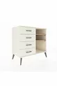 Commode Hyperion 2 étagères 4 tiroirs Nacré-Pin/Nacré