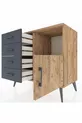 Commode Hyperion avec une seule étagère, 4 tiroirs et une porte, Pin-Pin/Anthracite