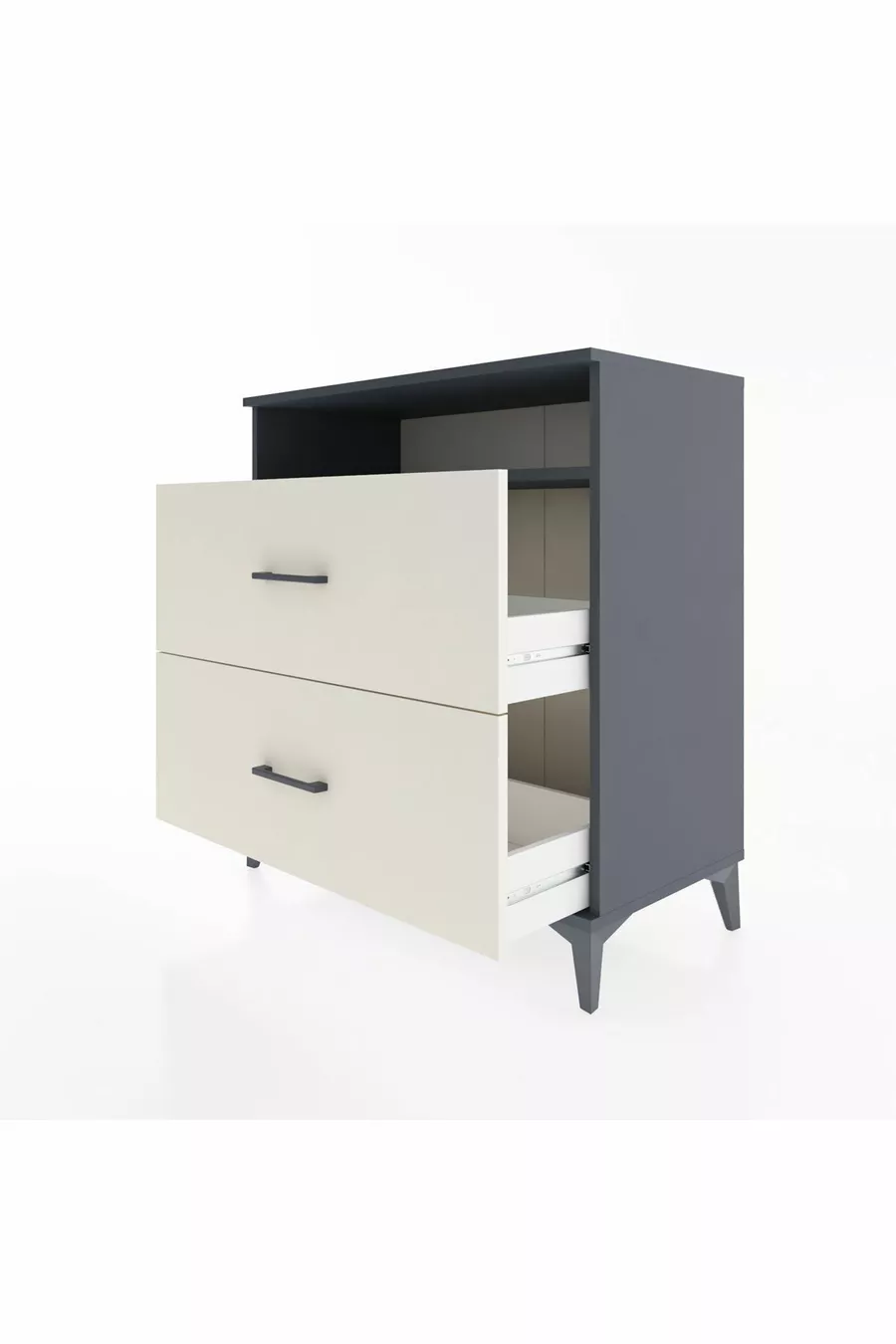 Commode Hyperion à une étagère et 2 tiroirs Anthracite-Pierre de Lune
