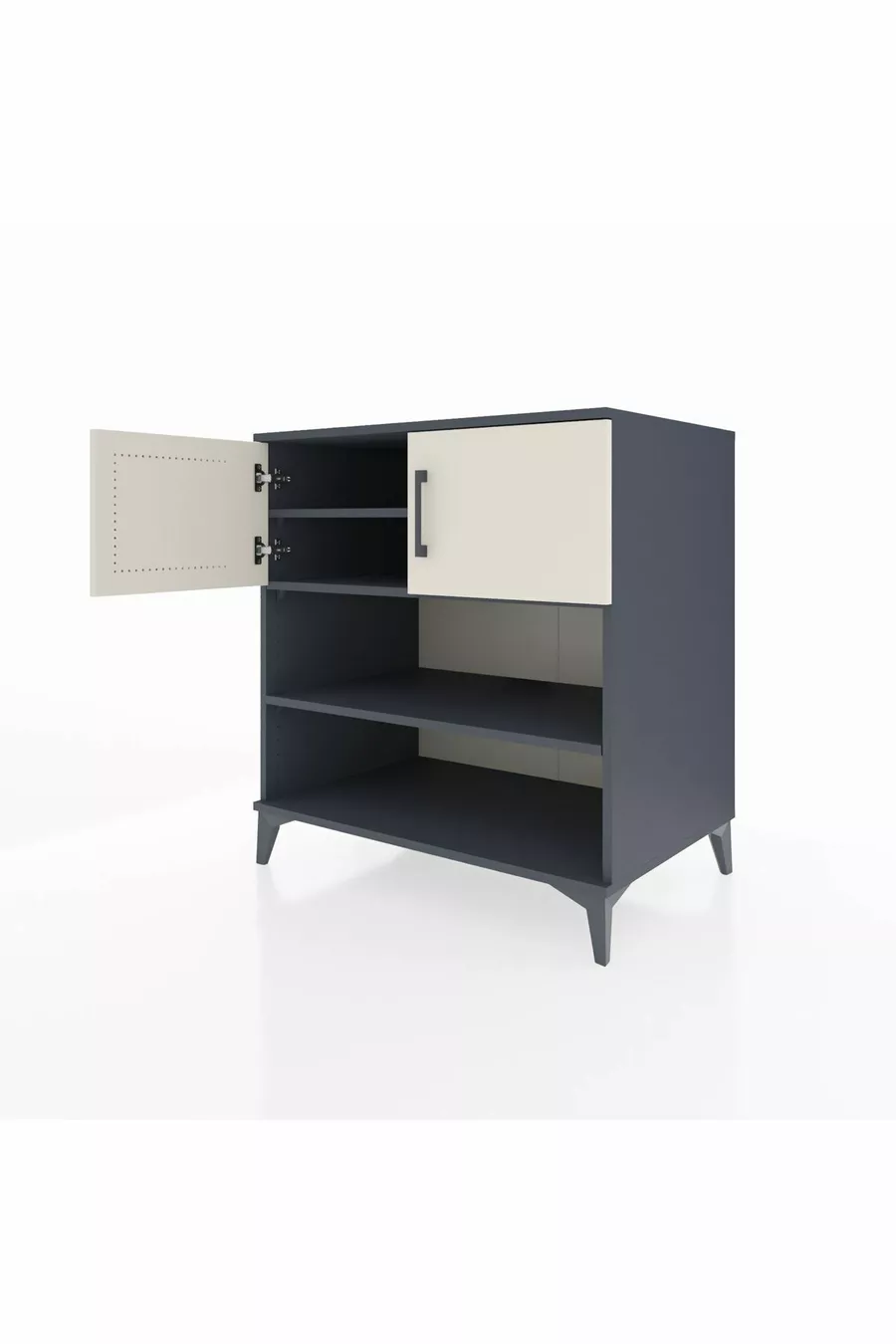 Commode Kronos 3 étagères 2 portes Anthracite-Pierre de lune