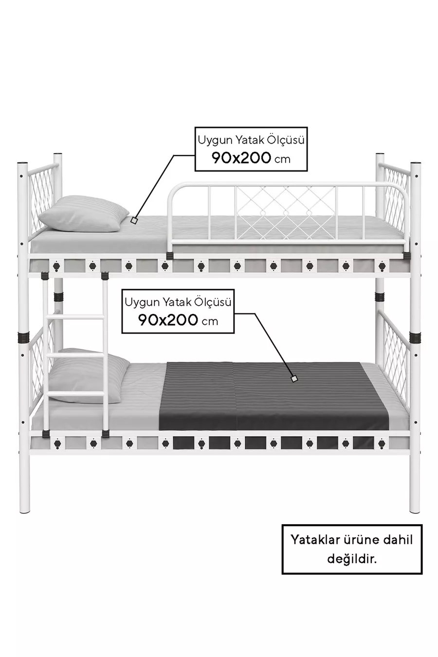 Chambre d'enfant élégante pour garçon avec lits superposés en métal et cadre de lit en bois