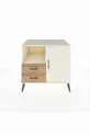 Commode Kronos avec 2 étagères, 2 tiroirs et 1 porte, Pierre de lune/Pierre de lune/Pin