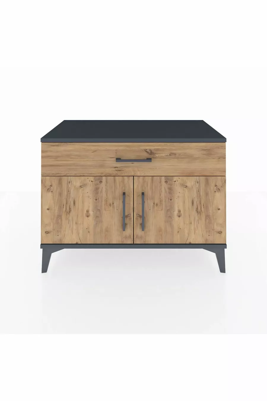Commode Hyperion à une étagère, un tiroir et deux portes, Anthracite-Épicéa