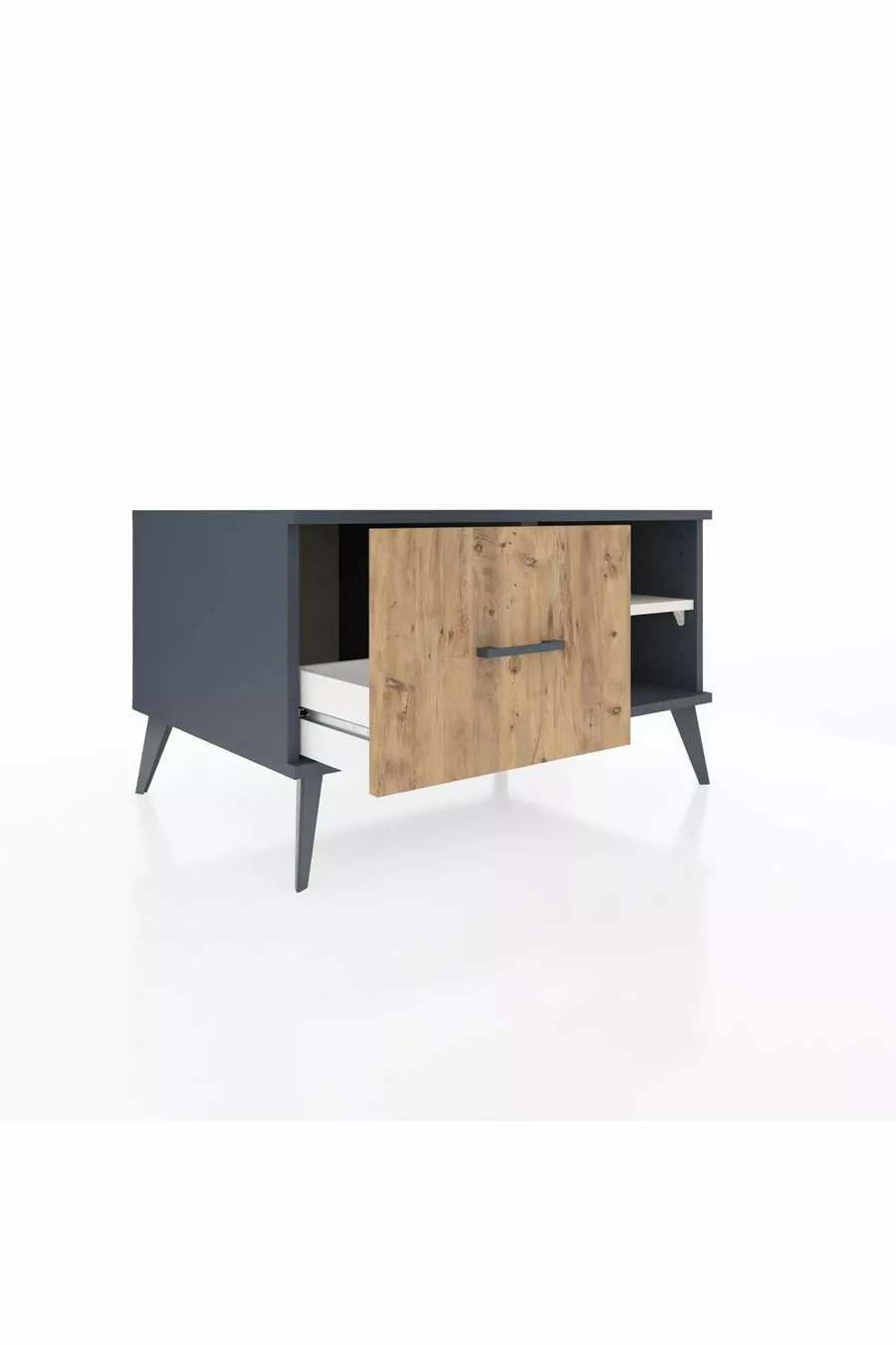 Commode Kronos à une étagère et un tiroir Anthracite-Pierre de lune/Merisiers
