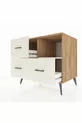 Commode Kronos à une étagère et 3 tiroirs en pin et pierre de lave