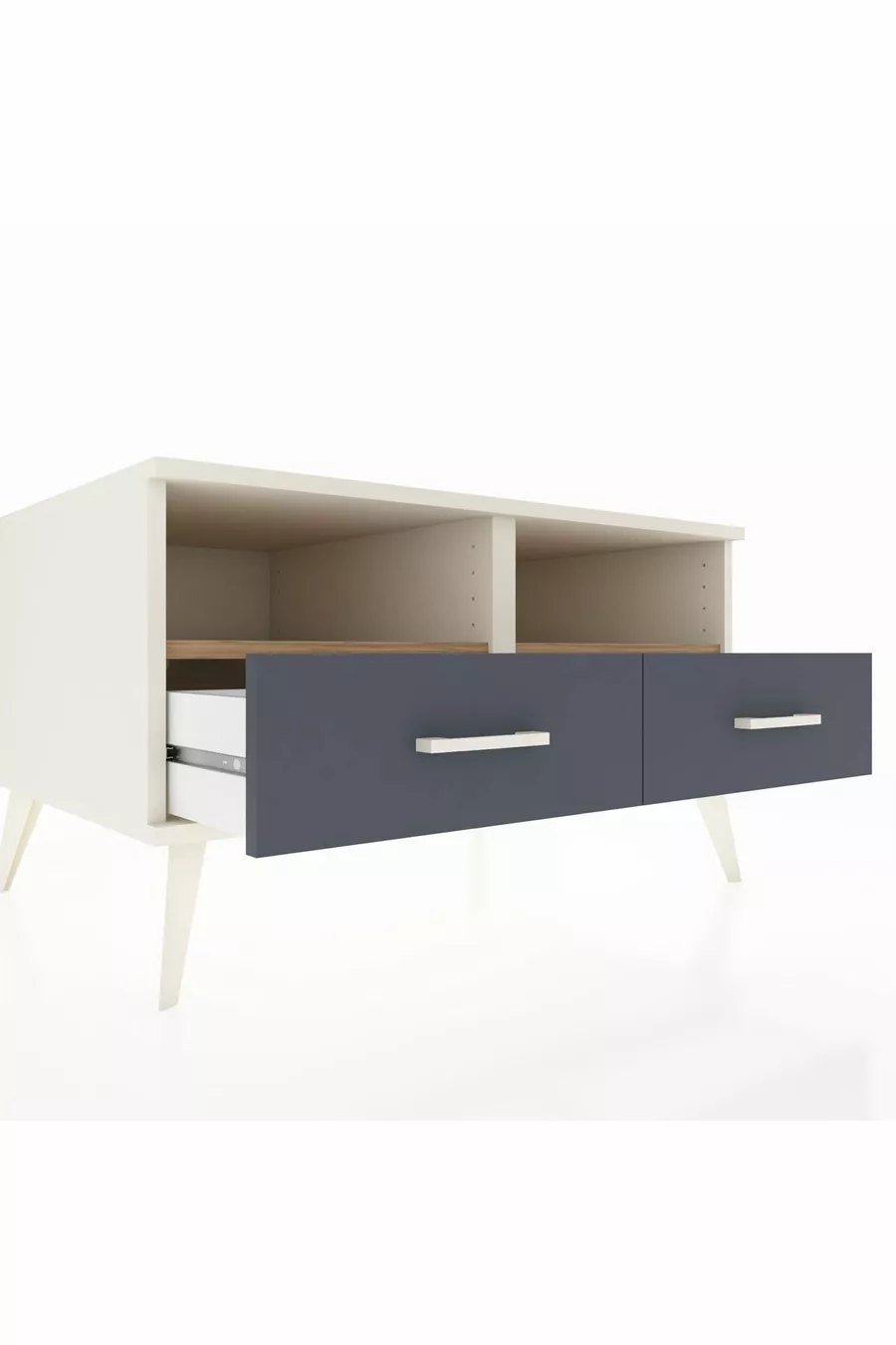 Commode Kronos avec 2 étagères et 2 tiroirs Ambre-Cèdre/Anthracite