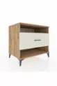 Commode Kronos à une étagère et un tiroir, en pin et travertin