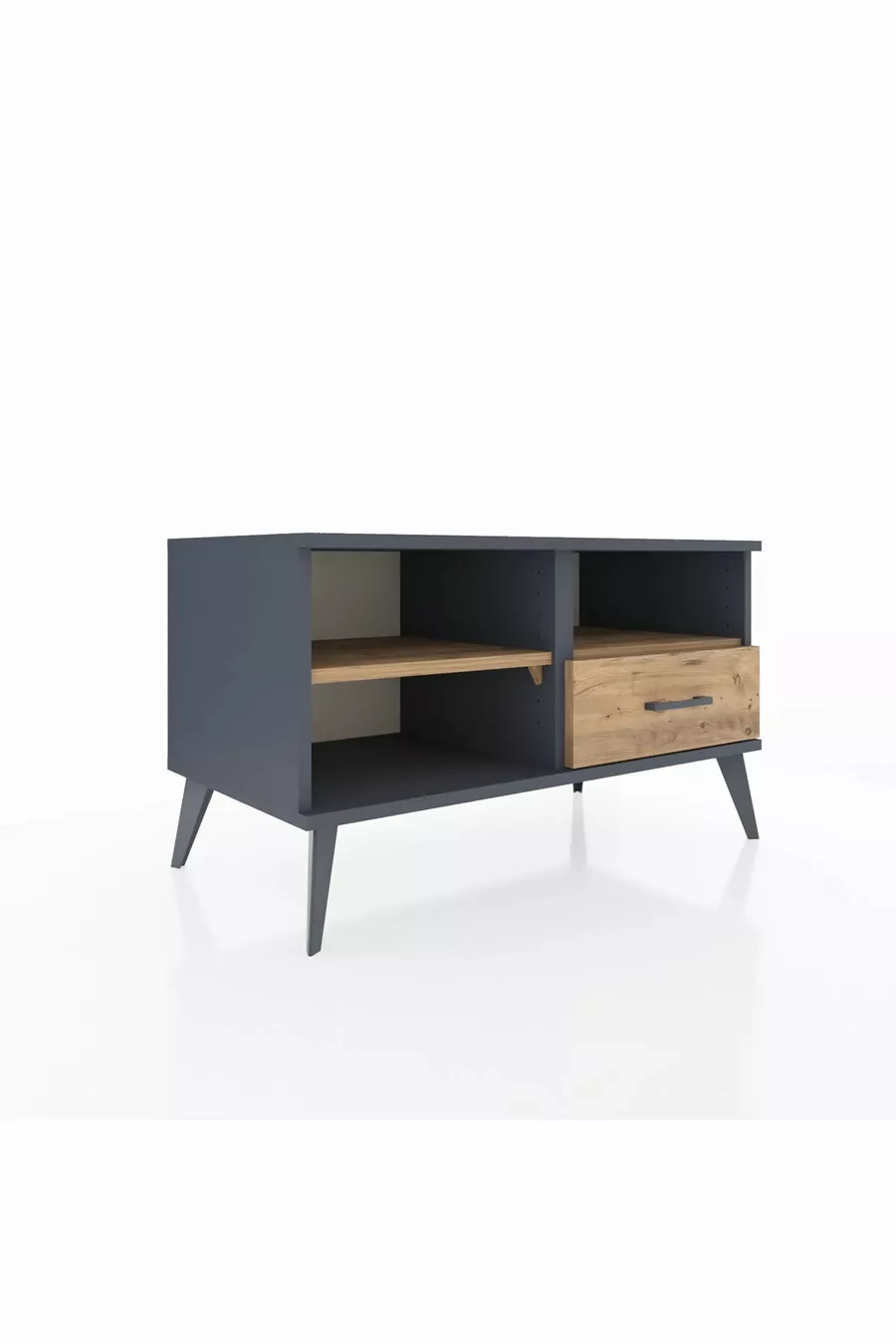 Commode Hyperion 2 étagères 1 tiroir Anthracite-Épicéa
