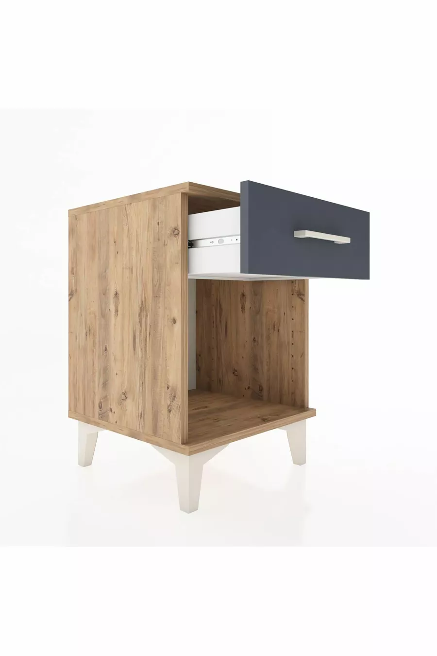 Commode Hyperion à un tiroir Pin-Anthracite