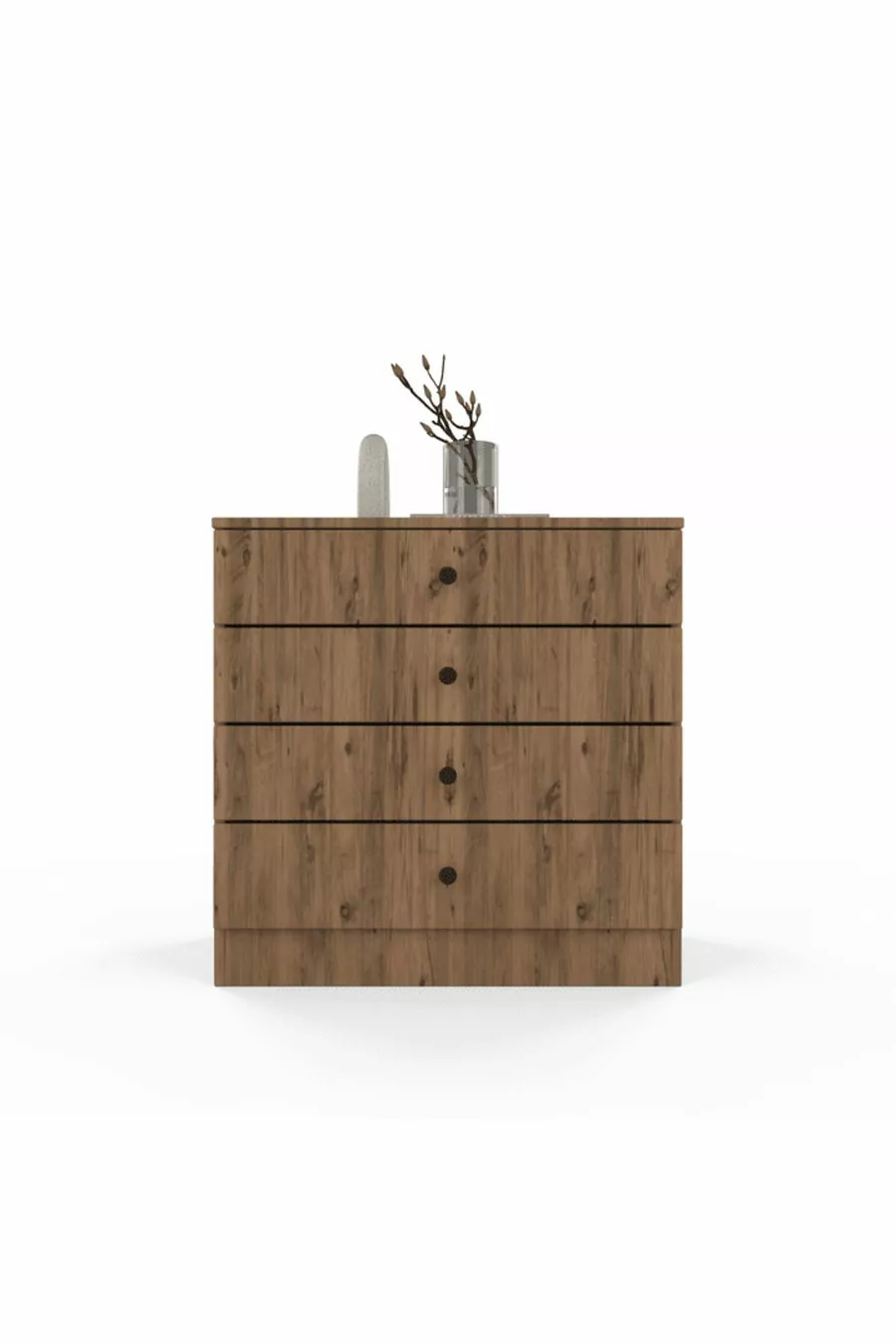 Commode Berlin - Pin Atlantique - Marron - 4 tiroirs
