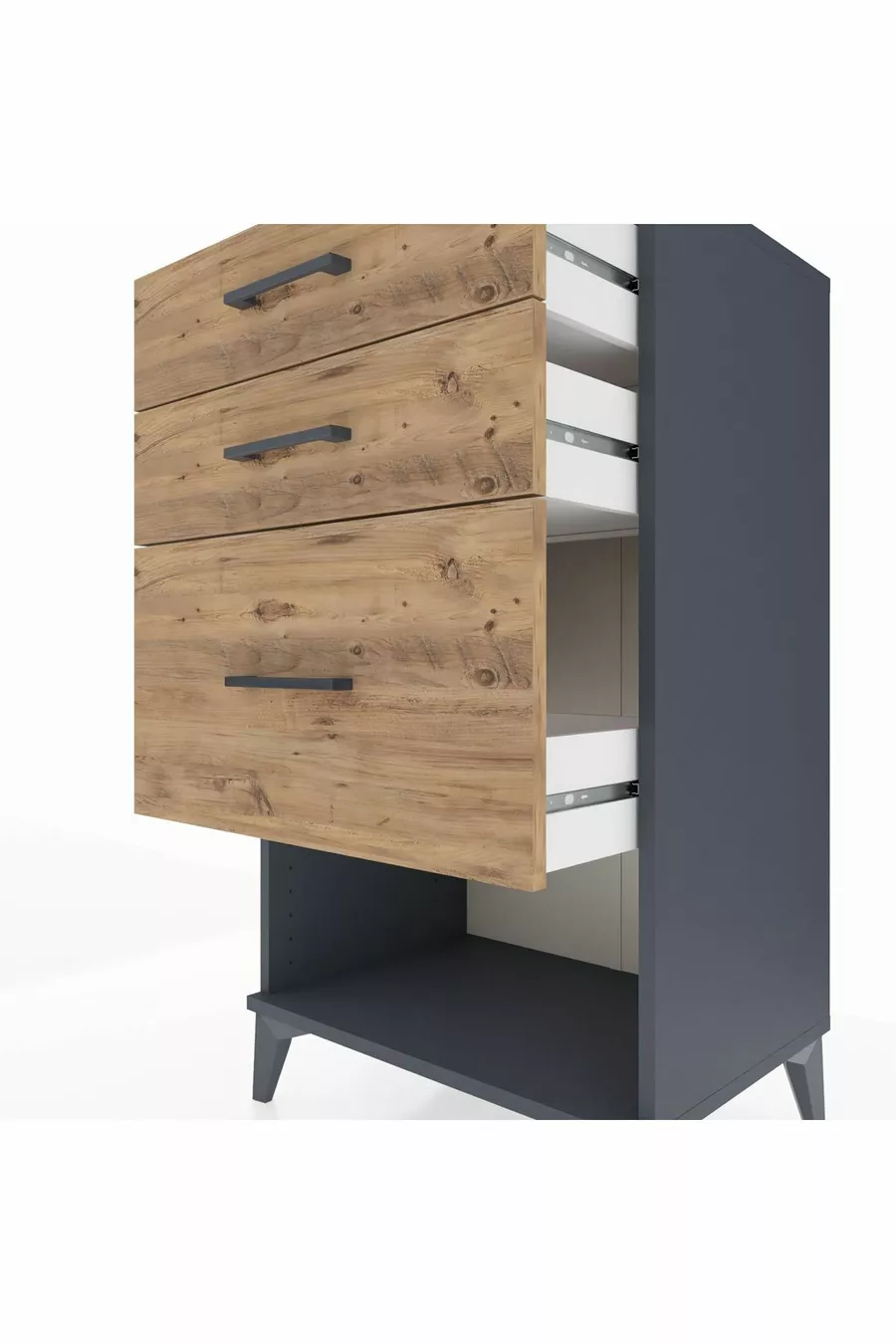 Commode Hyperion 3 tiroirs Anthracite-Cèdre