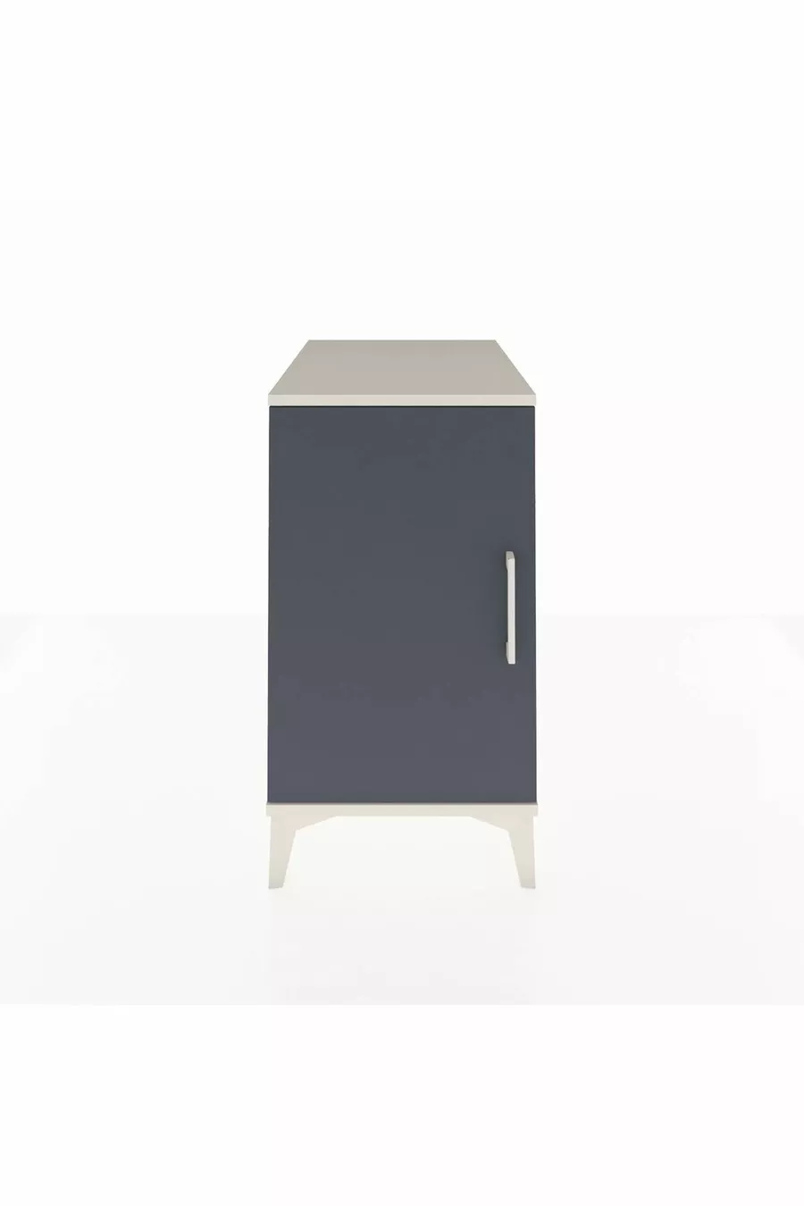 Table de chevet Kronos avec 2 étagères et 1 porte, Pierre de lune-Anthracite