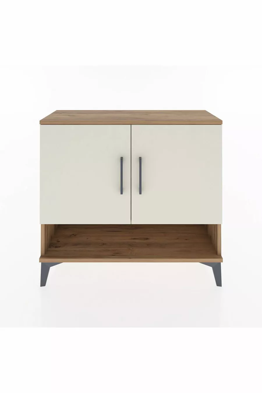 Commode Arges 2 étagères 2 portes Pin-Pierre d'Agate