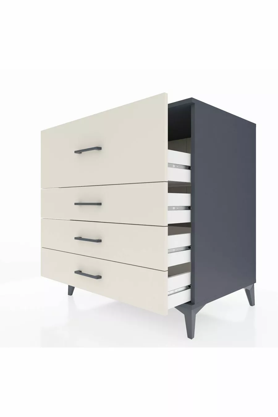 Commode Kronos 4 tiroirs Anthracite-Pierre de lune