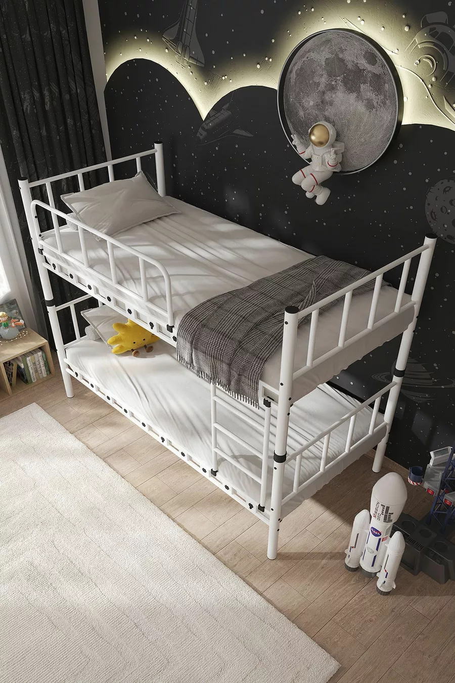 Chambre d'enfant Zambak avec lit superposé et lit métallique
