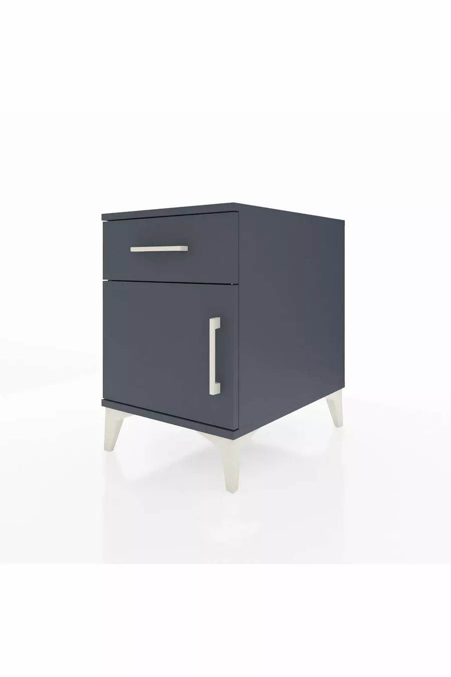 Table de chevet Kronos avec une étagère, un tiroir et une porte, Anthracite-Anthracite